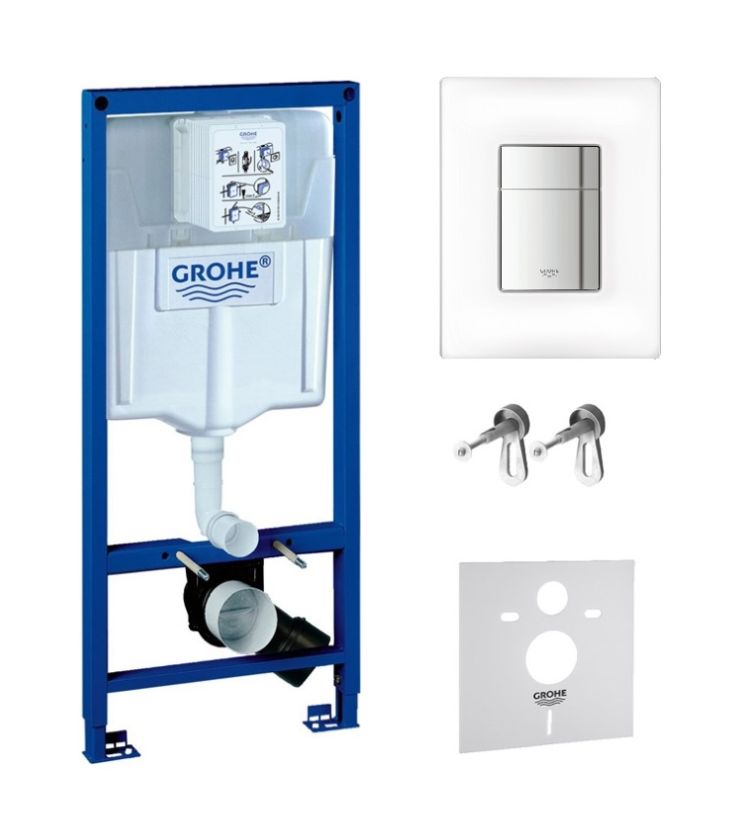 Set bouton de chasse d'eau Grohe Skate 38845MF0, châssis encastré Grohe Rapid SL 38539001