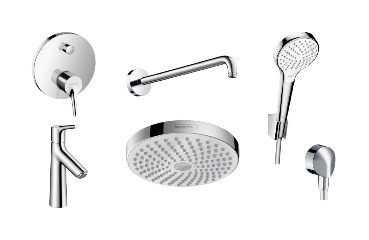 Set douche à effet de pluie Hansgrohe Select 26522400, mitigeur bain-douche Hansgrohe Talis S 72405000, 72021000, 27413000, 26421400, 27454000