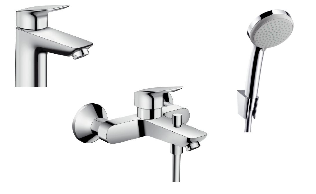 Set mitigeur bain-douche Hansgrohe Logis 71400000, mitigeur de lavabo Hansgrohe Logis 71100000, 27592000