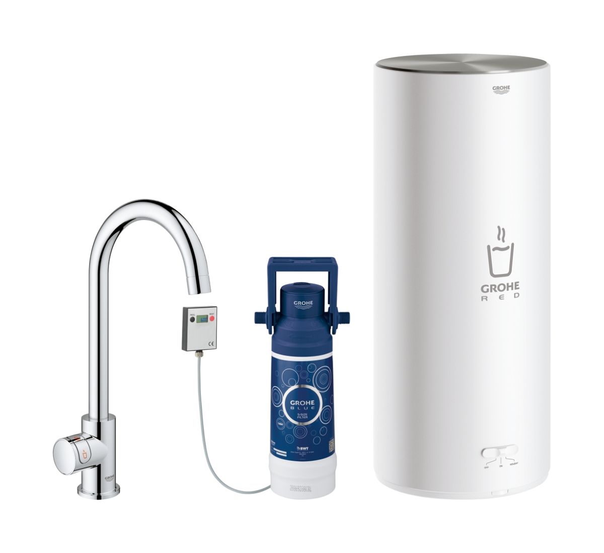Grohe Red vanne de cuisine avec chauffe-eau sur pied StarLight Chrome 30080001