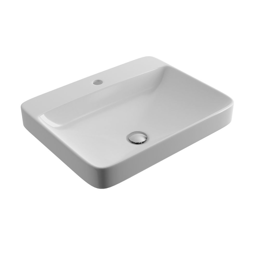 Actima Holmi lavabo 60x47.7 cm rectangulaire à poser blanc brillant CEAC.3201.590.WH