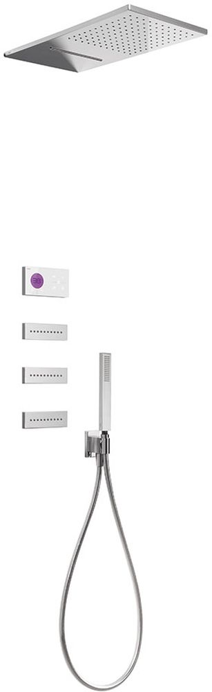 Tres Shower Technology ensemble de douche encastré avec thermostat oui chrome-blanc 092.864.08