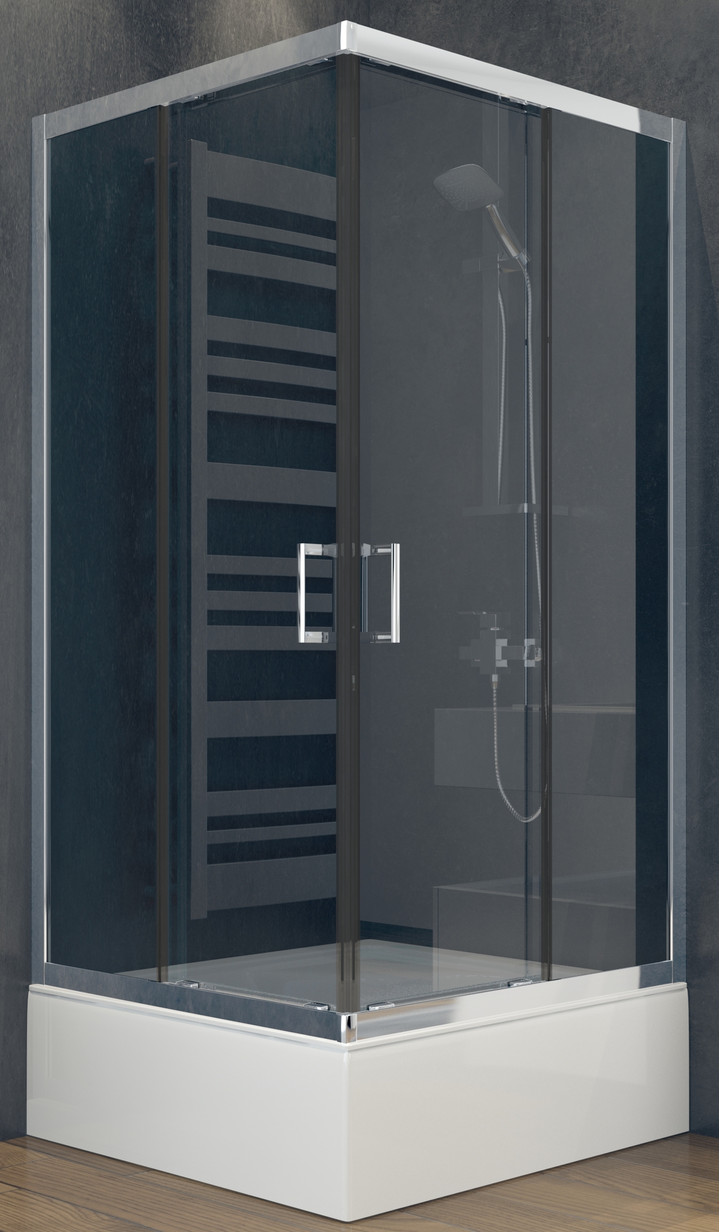 Besco Modern 165 cabine de douche 80x80 cm carrée chrome brillant/verre graphite MK-80-165-G