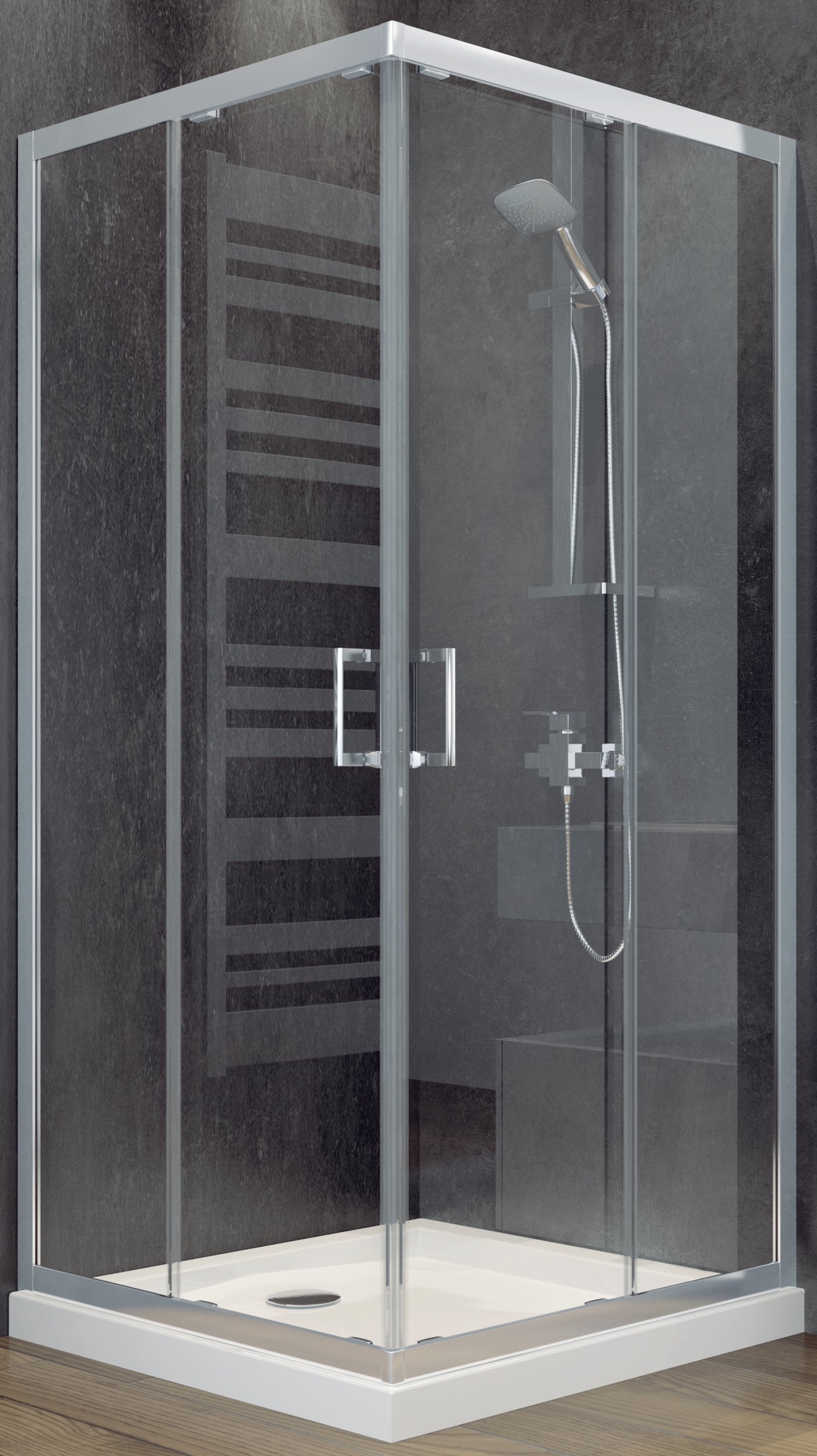 Besco Modern 185 cabine de douche 80x80 cm carrée chrome brillant/verre graphite MK-80-185-G