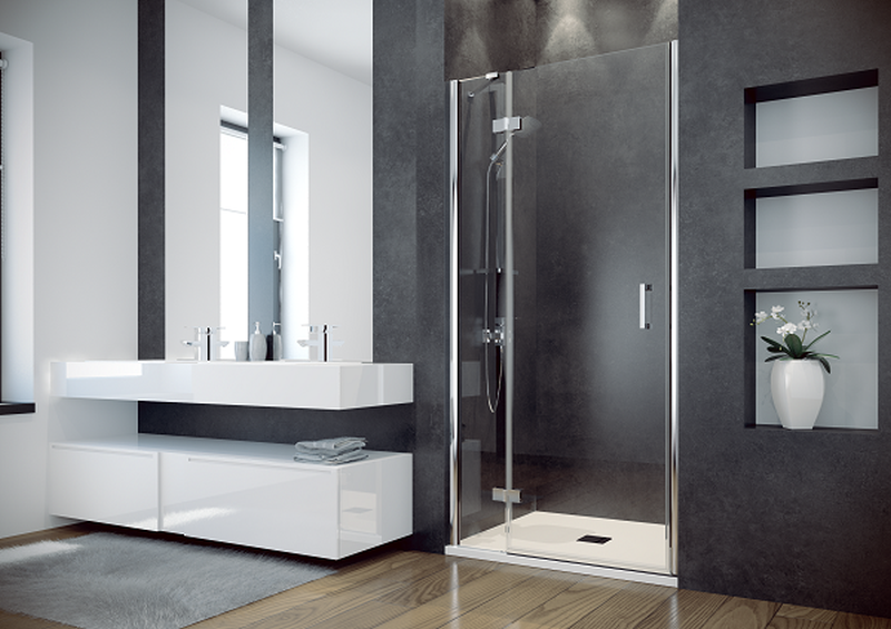 Besco Viva porte de douche 100 cm à ouverture basculante chrome brillant/verre transparent DVL-100-195C