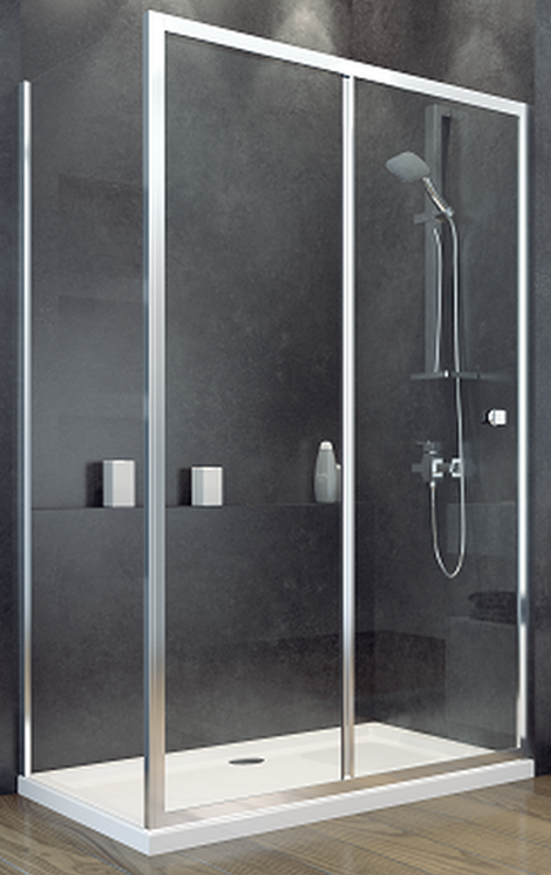 Besco Duo Slide paroi de douche 90 cm noir brillant/verre transparent PDS-90