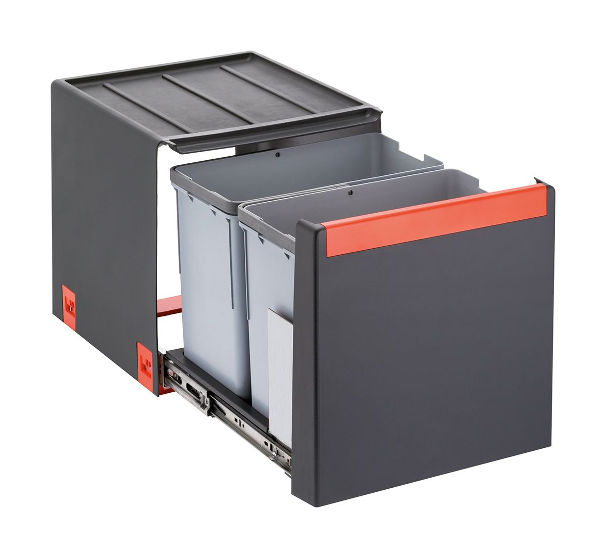 Franke Cube poubelle 28 l noir-gris-rouge 134.0039.330