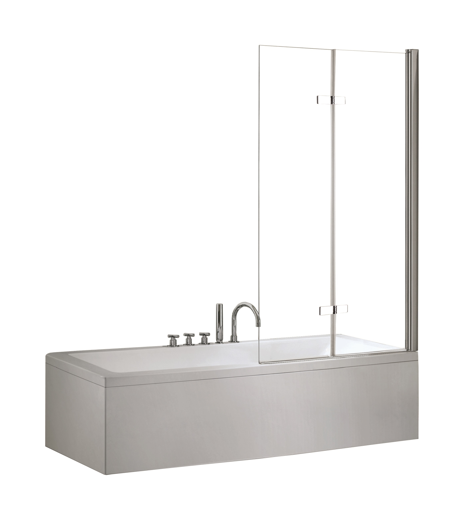 Besco Lumix paroi de baignoire 100 cm deux pièces chrome brillant/verre transparent PL-2S