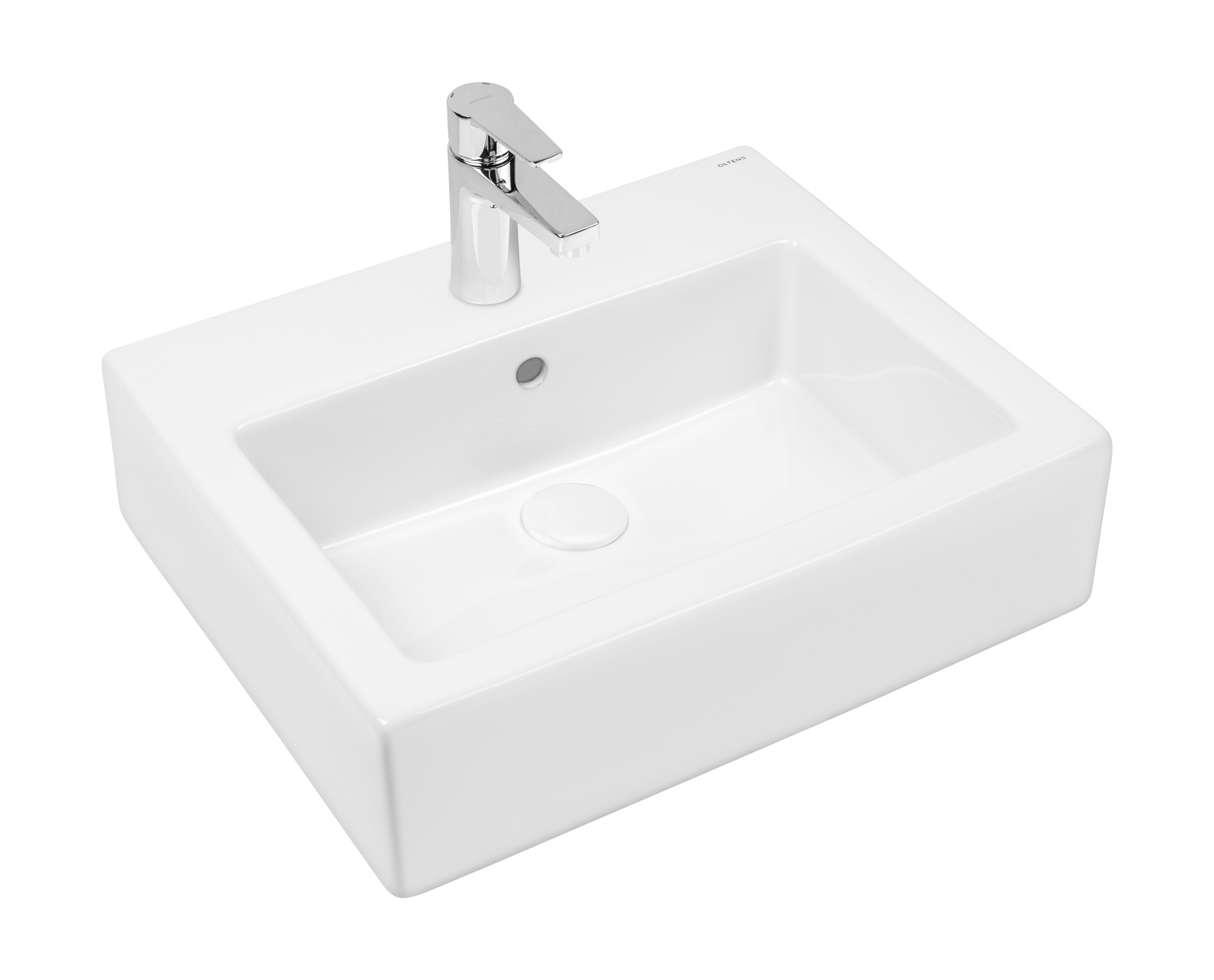 Oltens Susa lavabo 50x41 cm rectangulaire classique-à poser blanc brillant 41903000