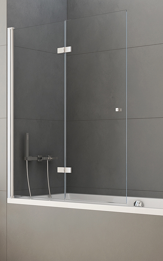 New Trendy New Soleo paroi de baignoire 100 cm deux pièces chrome brillant/verre transparent P-0028