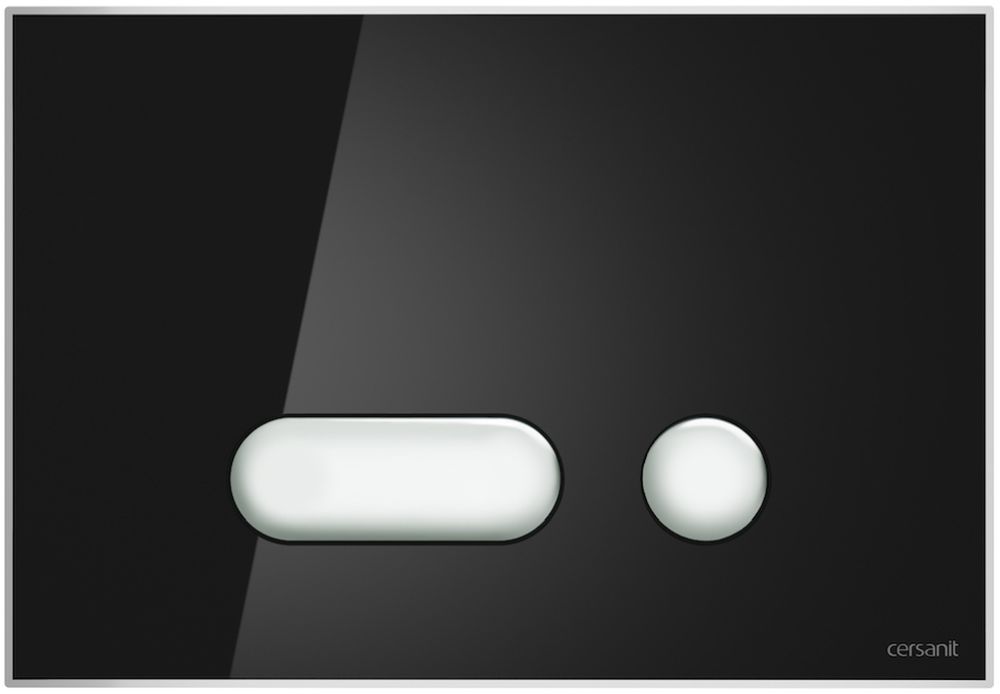 Cersanit Intera bouton de chasse d'eau pour WC chrome brillant-noir S97-023