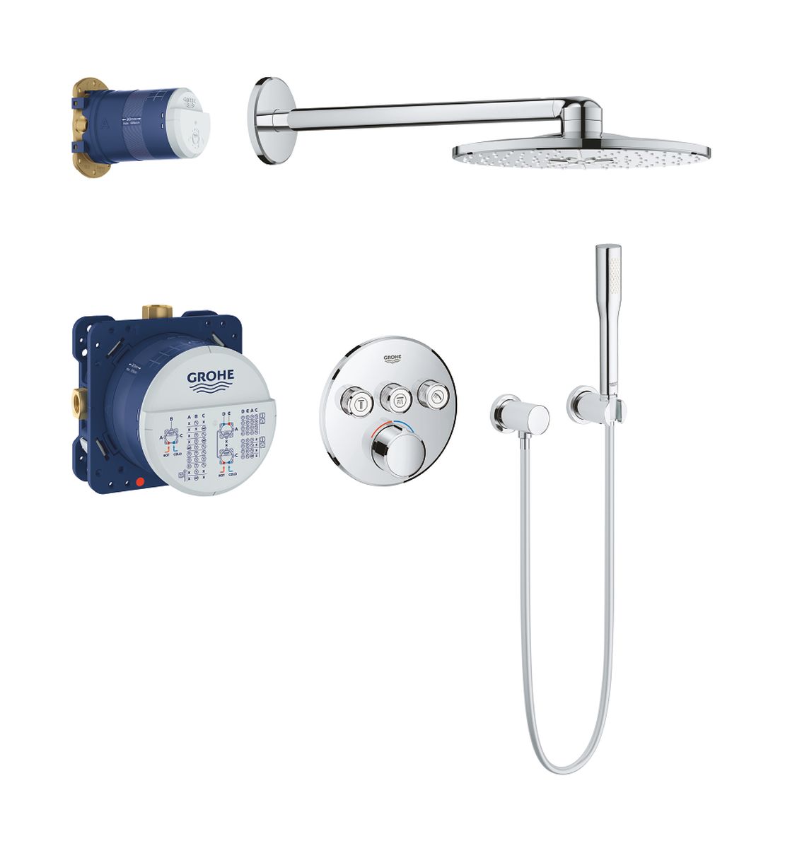 Grohe SmartControl ensemble de douche encastré avec thermostat StarLight Chrome 34709000