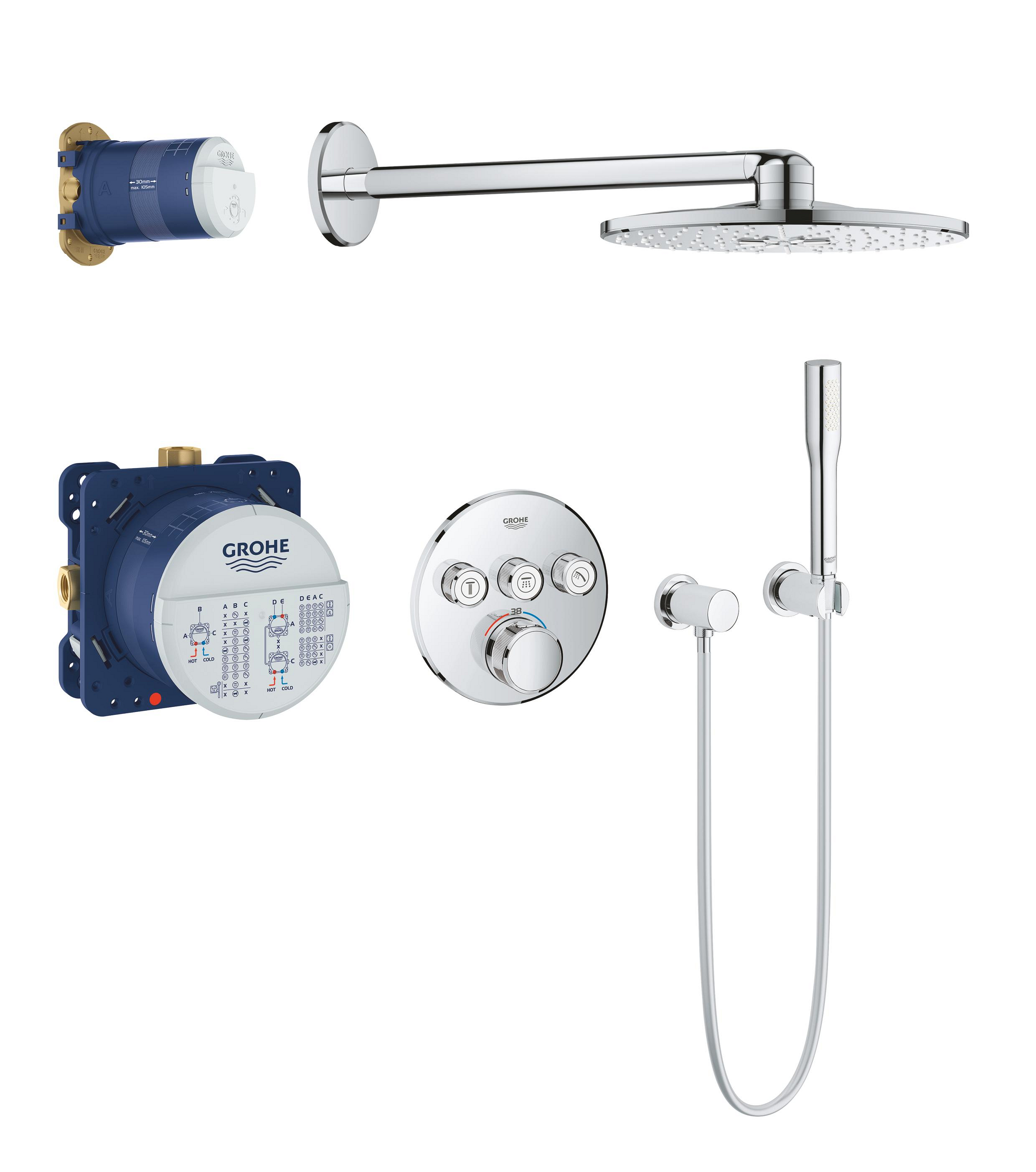 Grohe Grohtherm SmartControl ensemble de douche encastré avec thermostat oui chrome 34705000