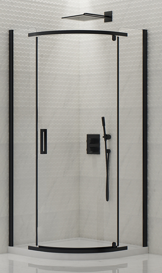 New Trendy New Komfort Black cabine de douche 90x90 cm semi-circulaire noir mat/verre transparent K-0469