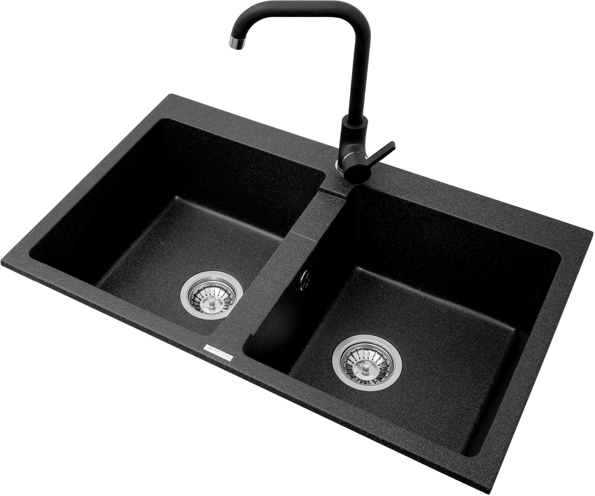 Pyramis Sparta évier en granit 78x50 cm noir 070053201