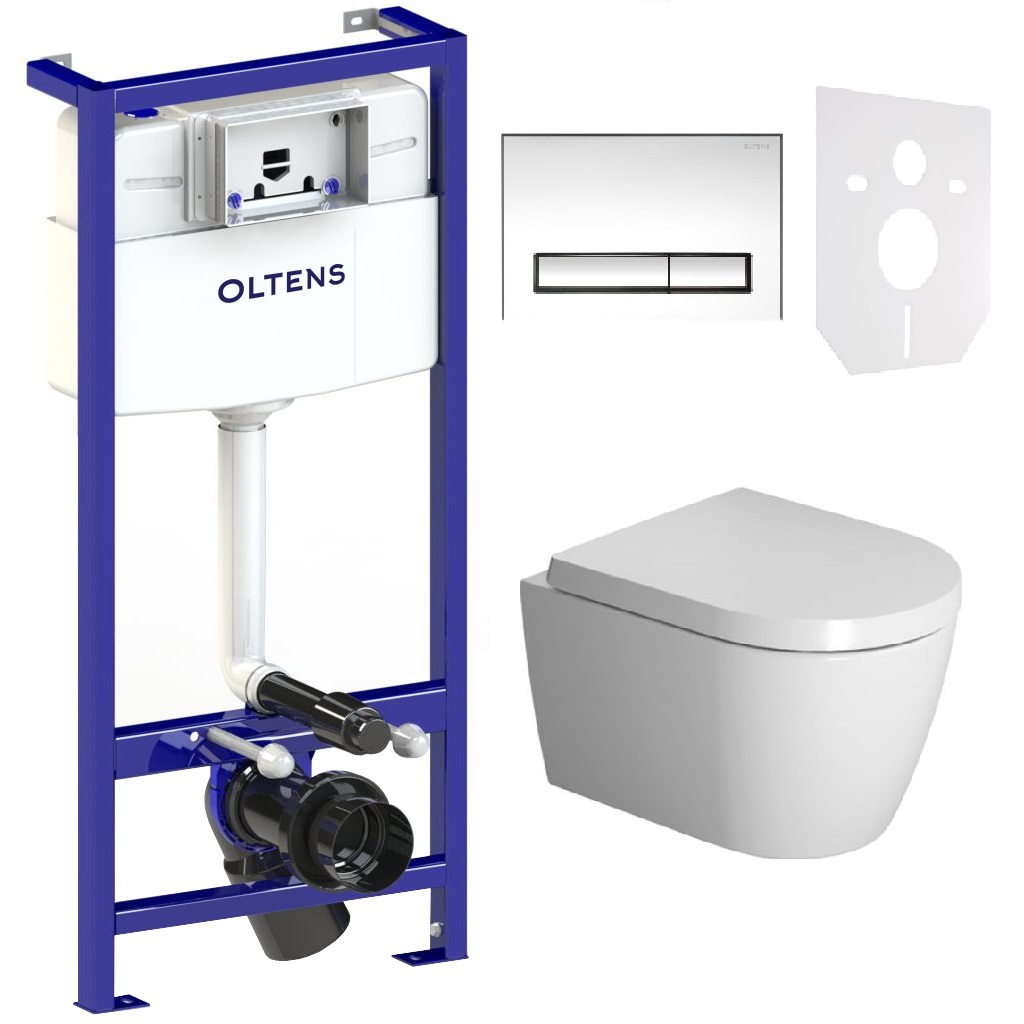 Set cuvette de WC Duravit ME by Starck 2530090000, châssis encastré avec bouton et joint Oltens Triberg 58300100, 0020190000