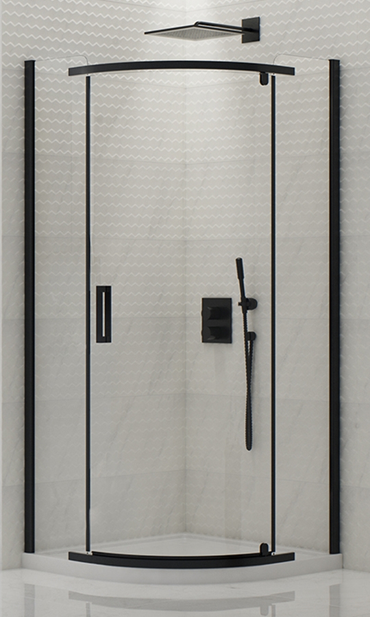New Trendy New Komfort Black cabine de douche 80x80 cm semi-circulaire noir mat/verre transparent K-0468
