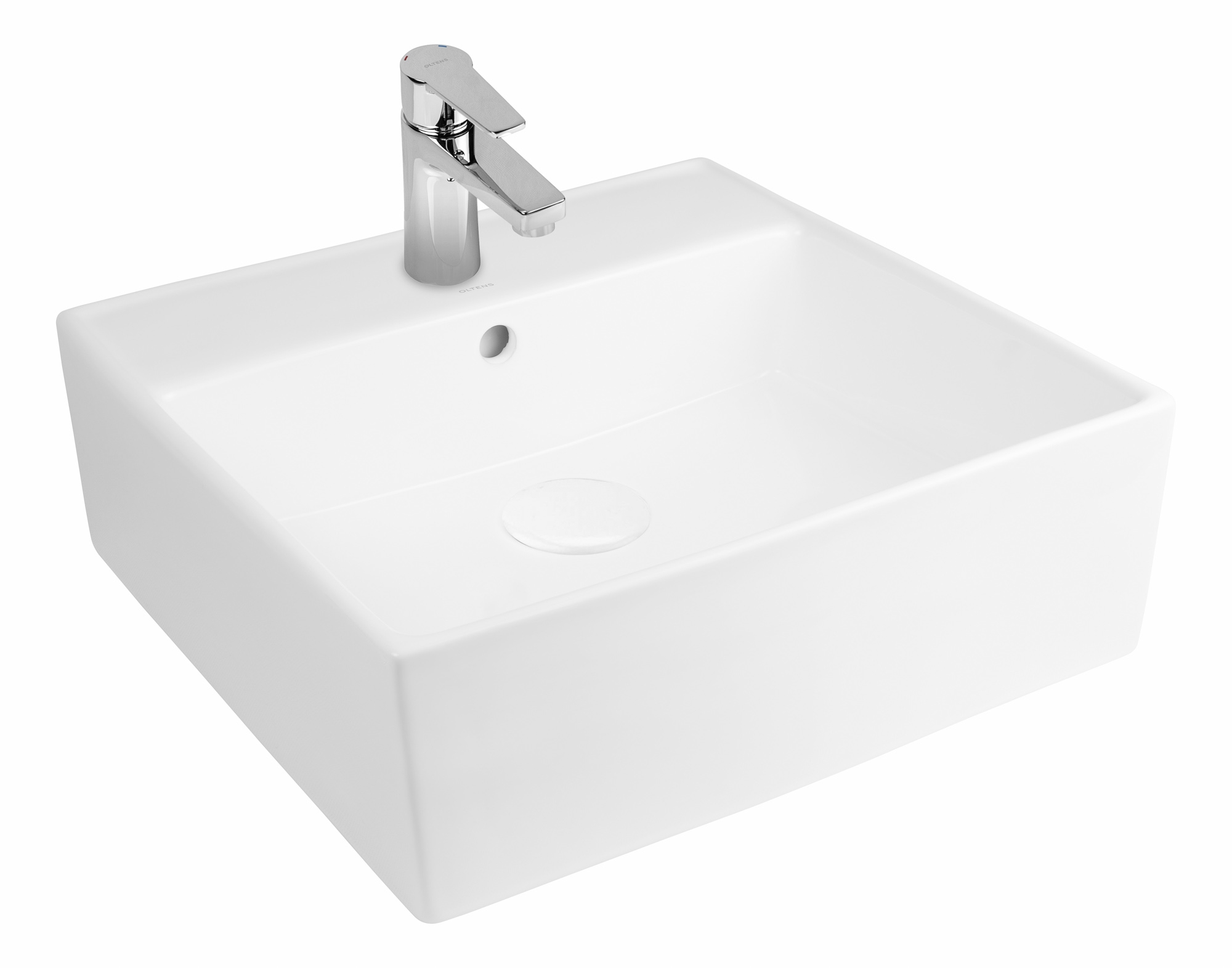 Oltens Hyls lavabo 47x47 cm carrée à poser blanc brillant 41809000