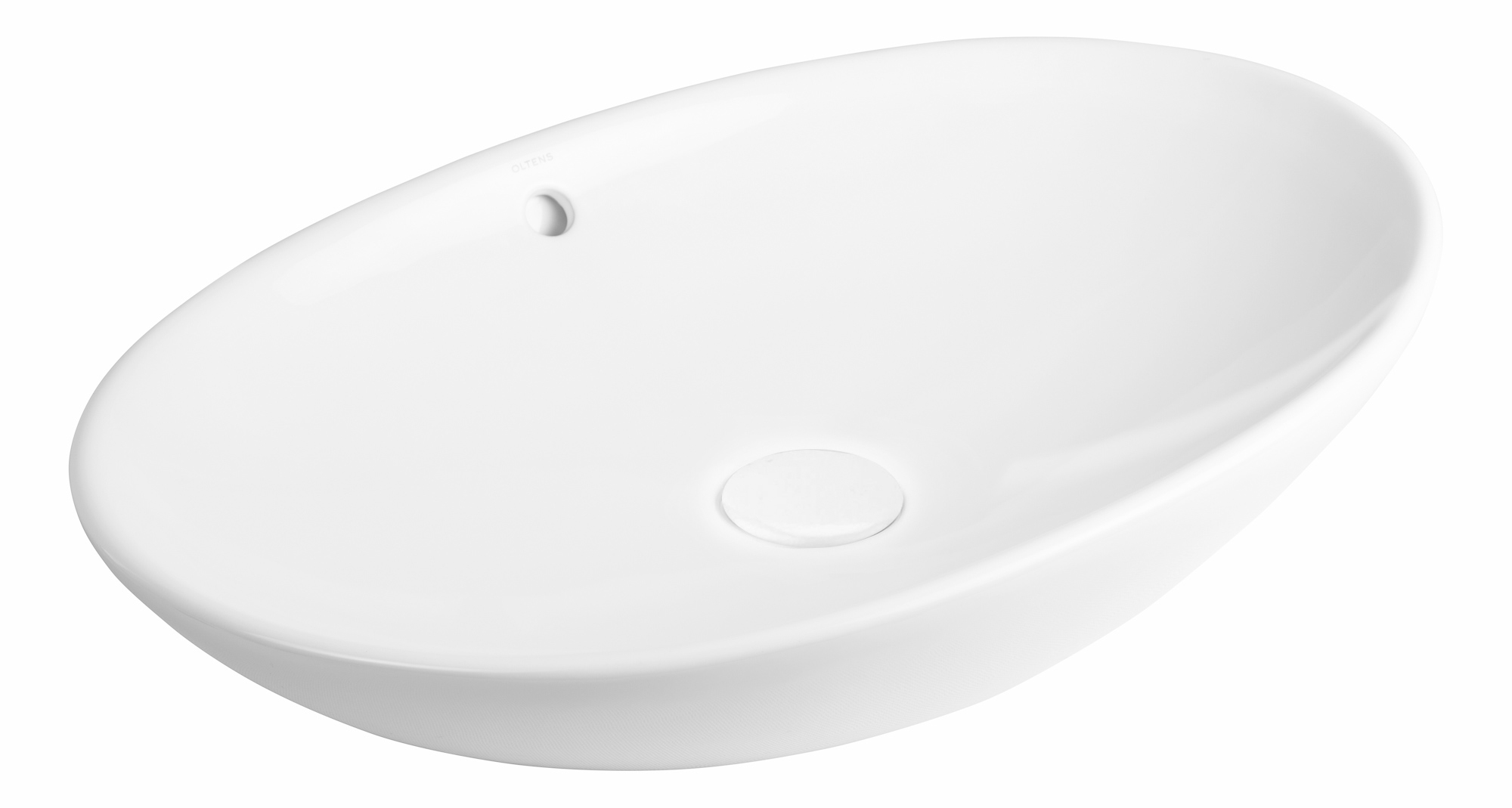 Oltens Sogne lavabo 63x42 cm ovale à poser blanc brillant 40810000
