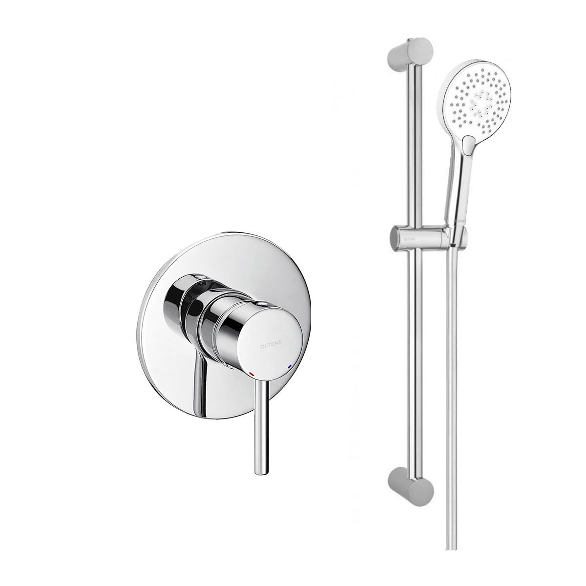 Set mitigeur de douche Oltens Molle 33100100, barre de douche Oltens Alling 37300100, 37101110, 39302100, 37201100