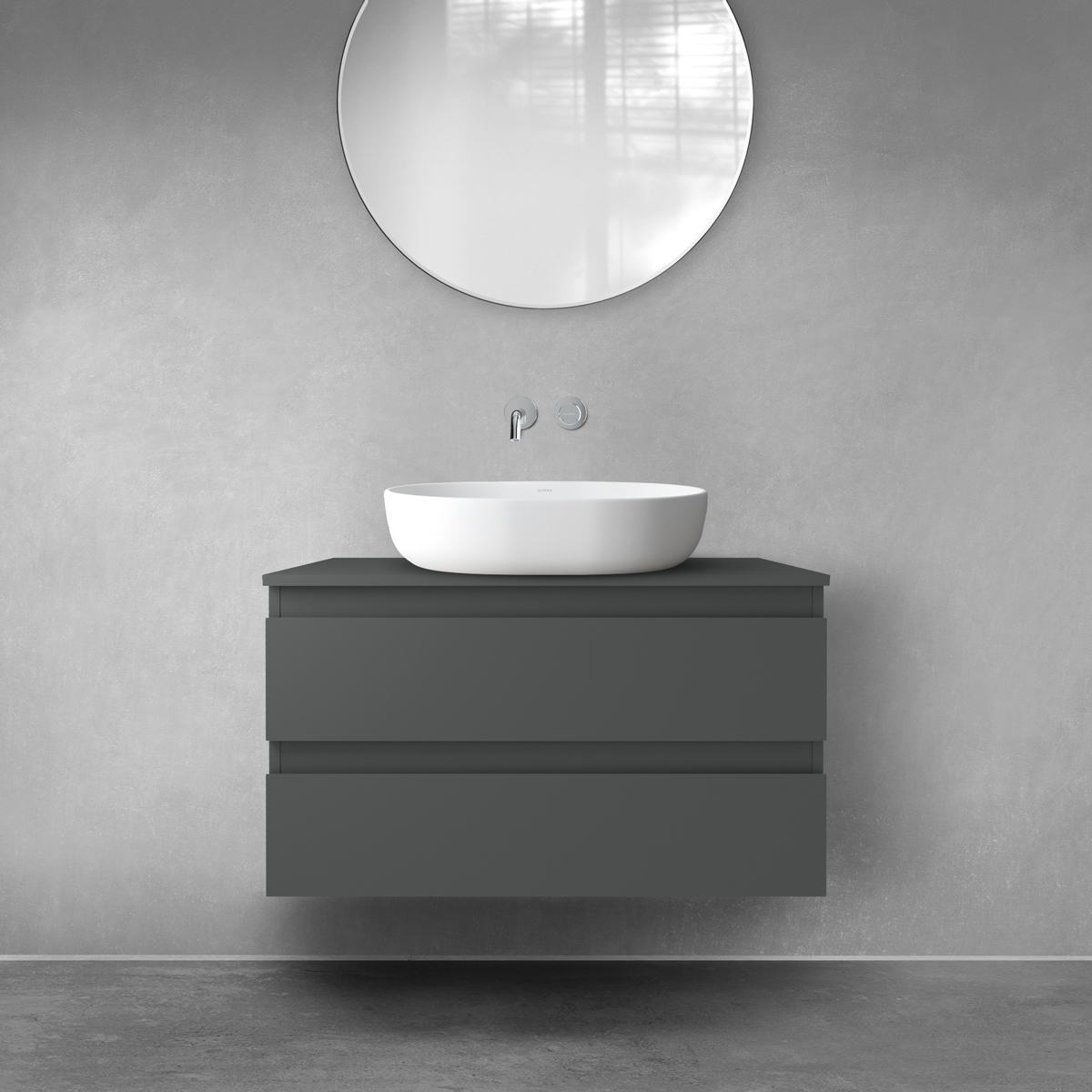 Oltens Vernal armoire 80x45.6x47 cm sous-lavabo suspendu graphite 60001400