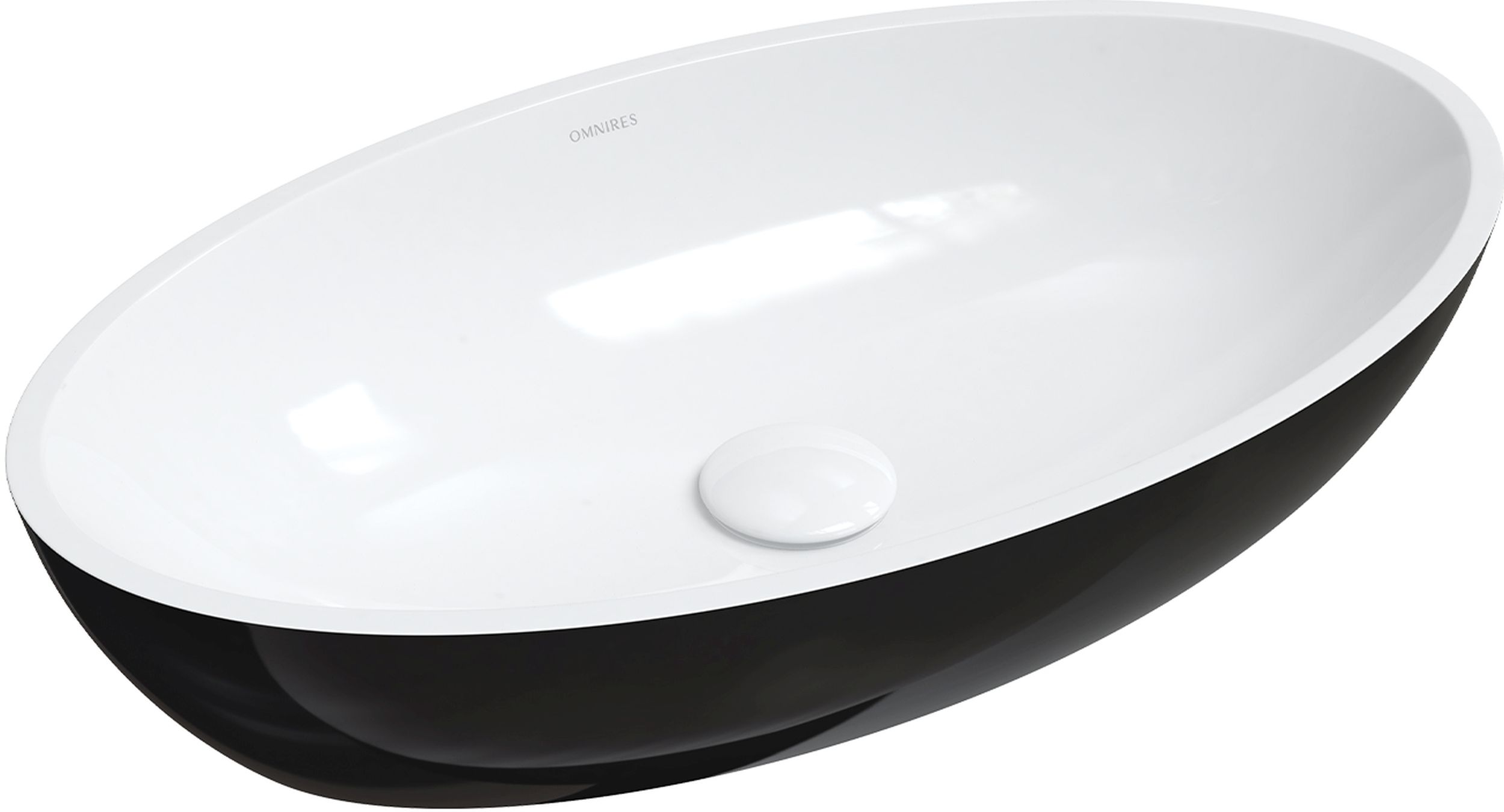 Omnires Siena M+ lavabo 60x35 cm ovale à poser blanc-noir SIENALUNBCP