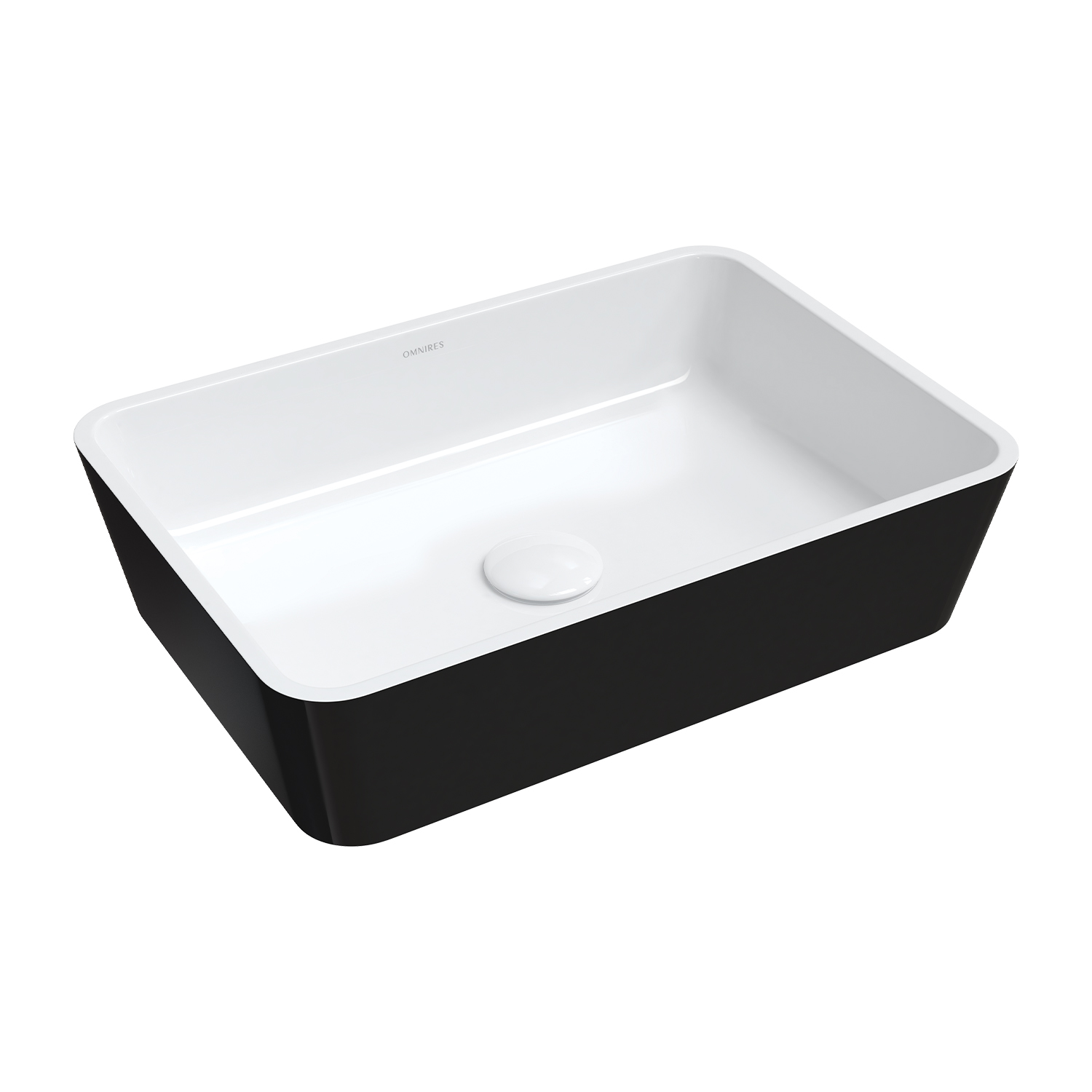 Omnires M+ lavabo 50x35 cm rectangulaire à poser blanc-noir PARMAUNBCP