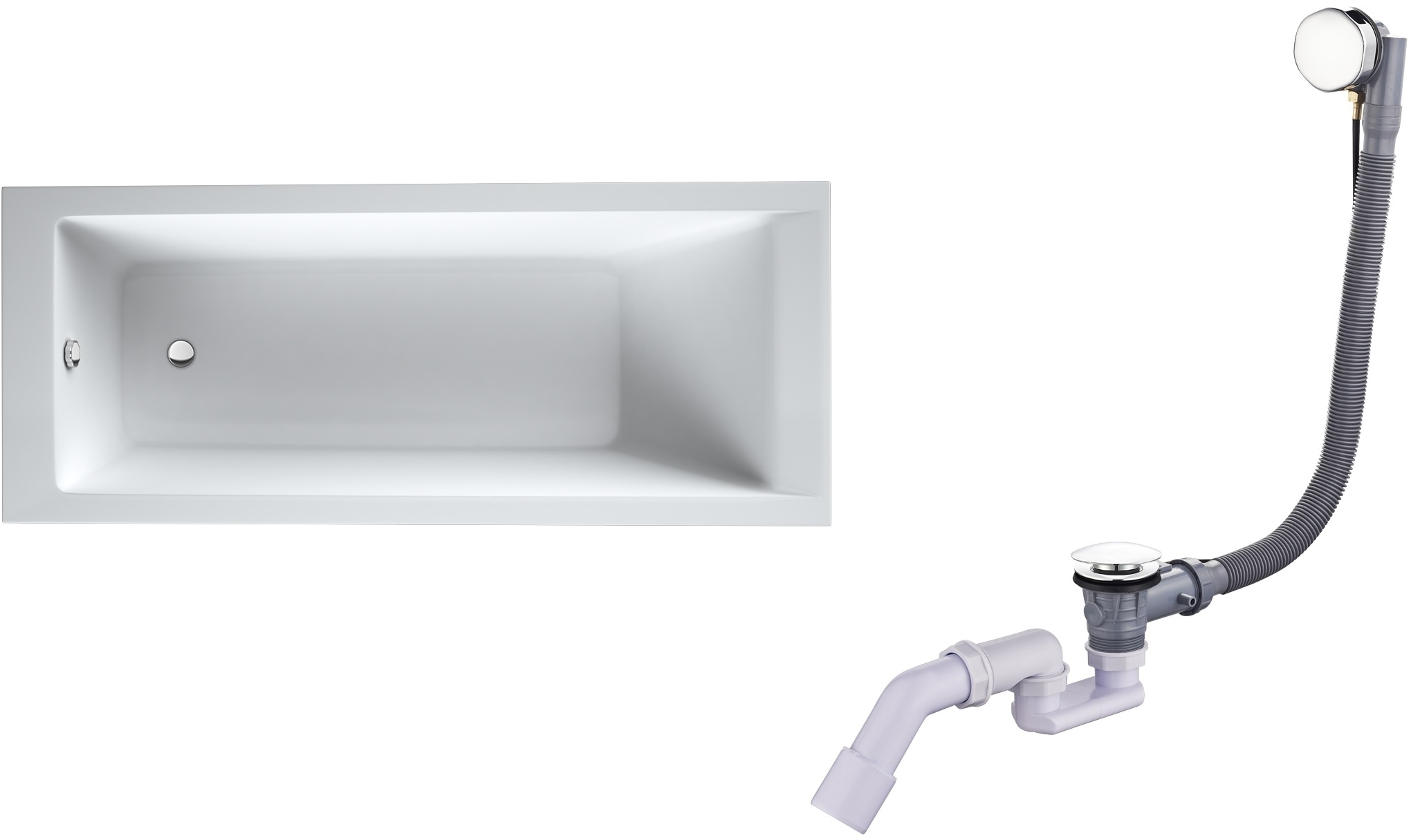 Set baignoire rectangulaire Oltens Langfoss 10004000, siphon de baignoire Oltens Oster 03001100