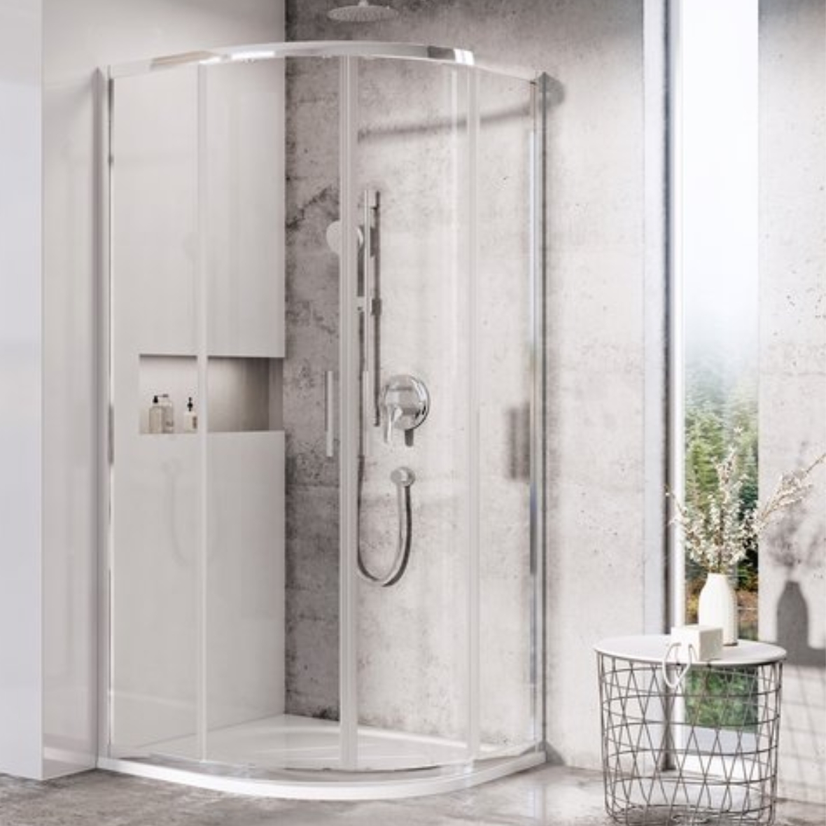 Ravak Blix cabine de douche 90x90 cm semi-circulaire aluminium brillant/verre transparent X3BM70C00Z1