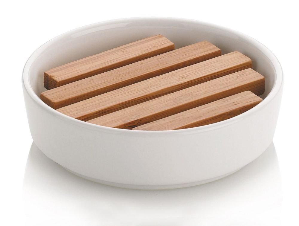 Kela Natura porte-savon sur pied blanc-bois 18585