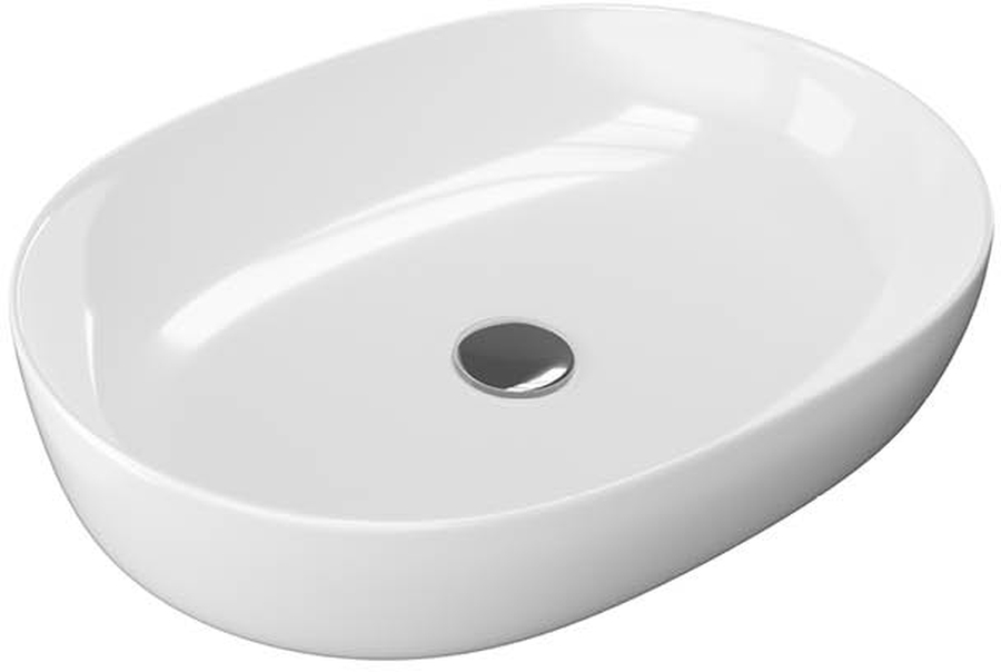 Actima Jima lavabo 61.5x41.5 cm ovale à poser blanc brillant CEAC.2001.615.WH