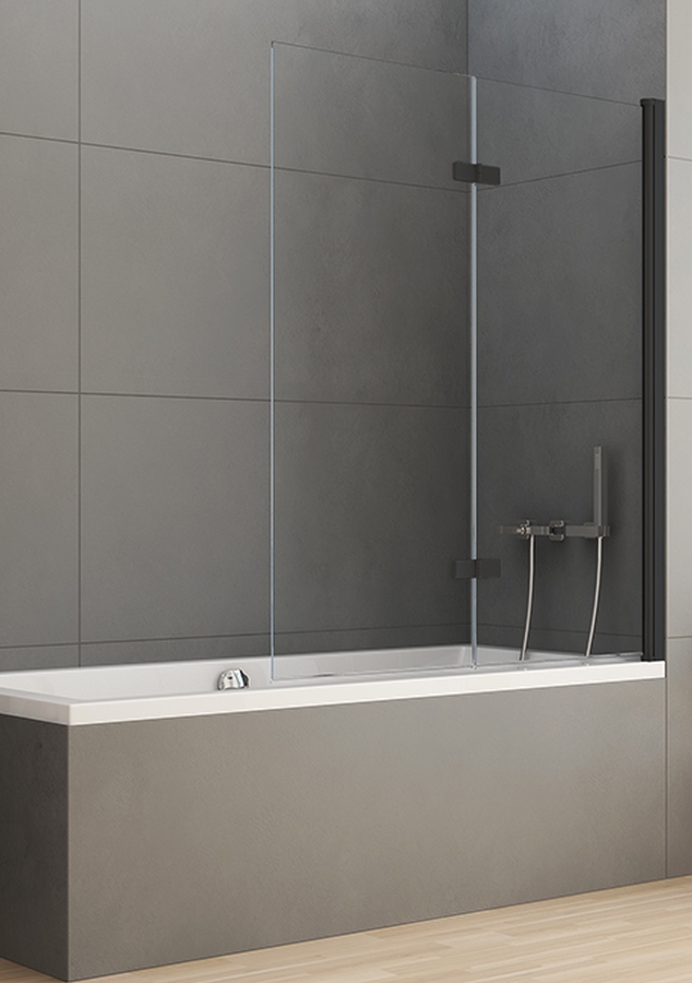 New Trendy New Soleo Black paroi de baignoire 100 cm deux pièces noir mat/verre transparent P-0042