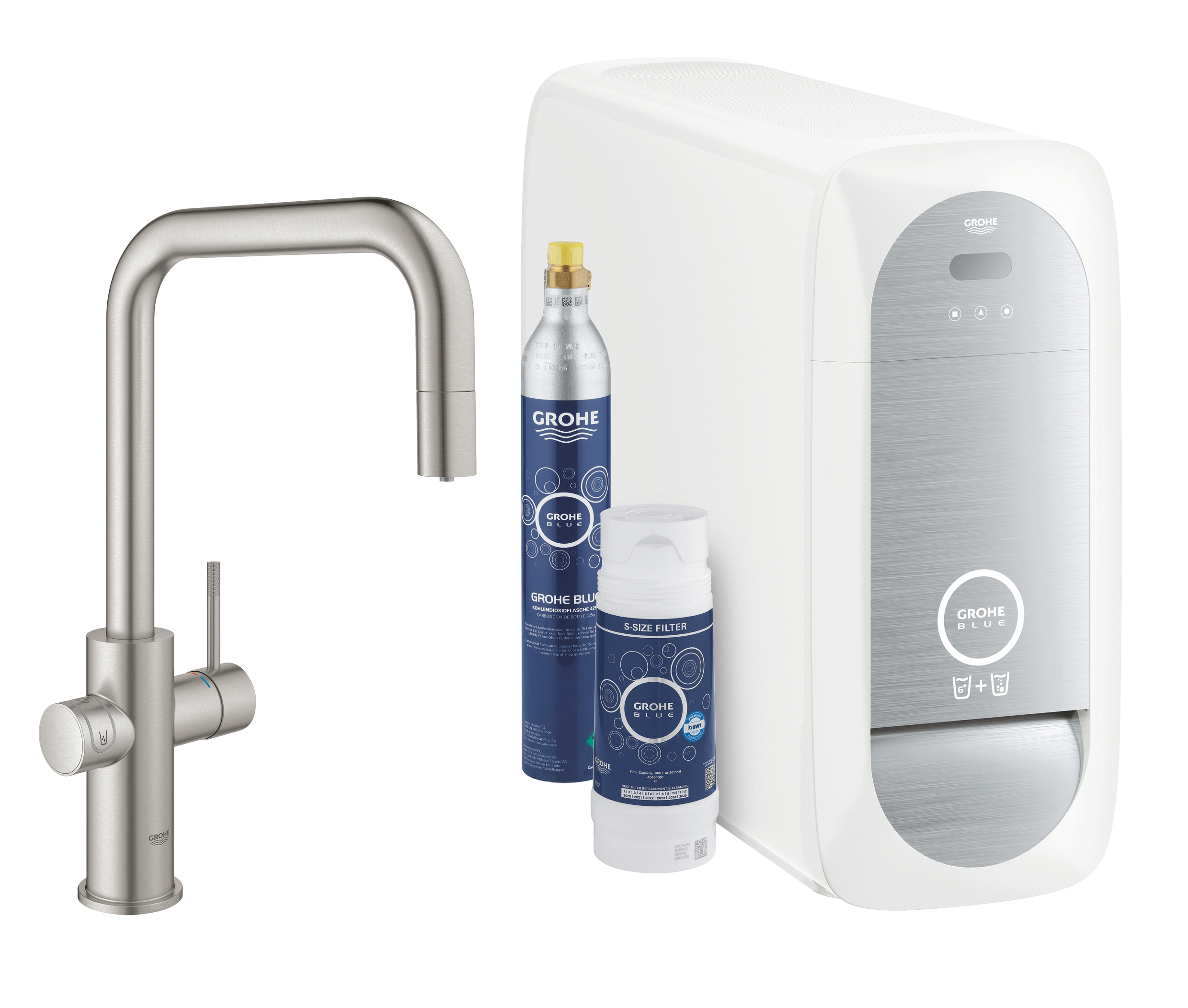 Grohe Blue kit de démarrage avec mitigeur de cuisine sur pied SuperSteel 31543DC0