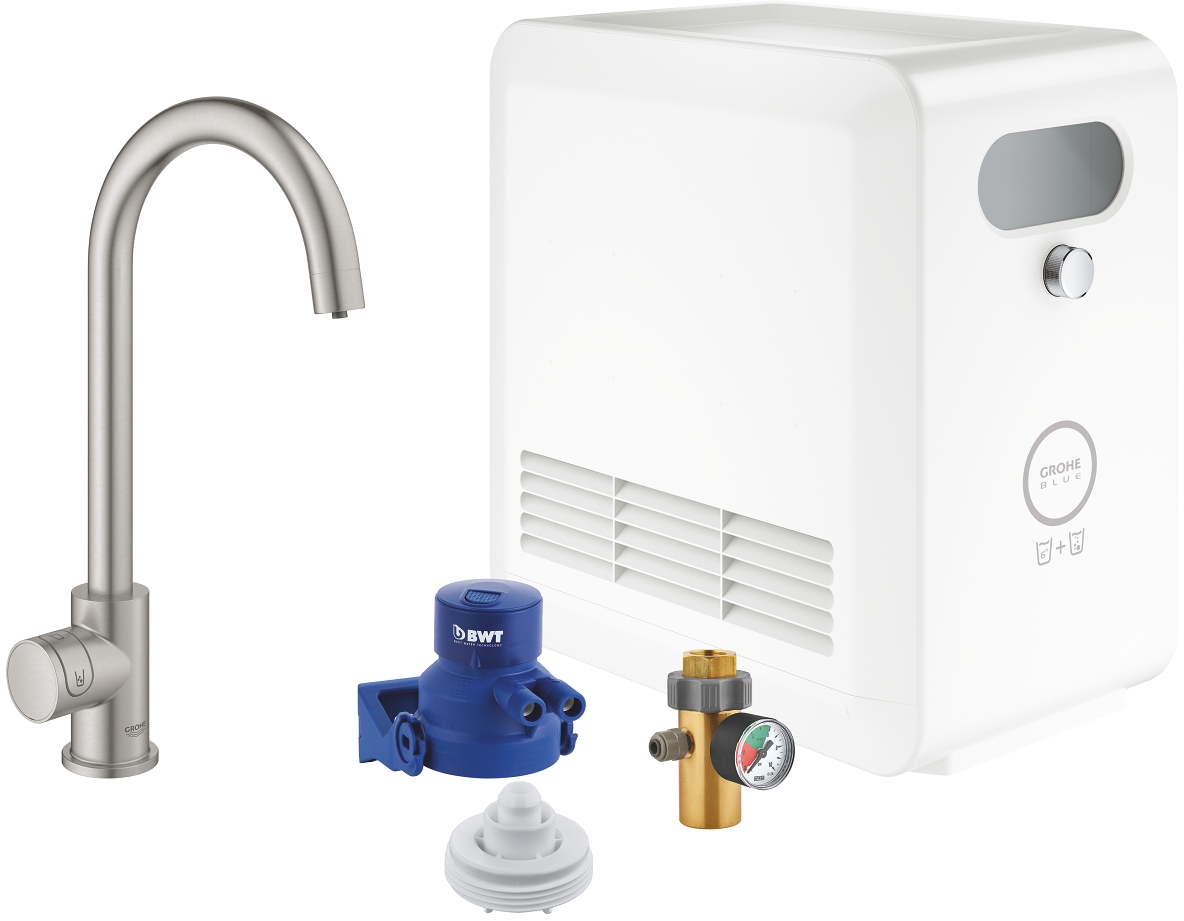 Grohe Blue kit de démarrage avec mitigeur de cuisine sur pied SuperSteel 31302DC2