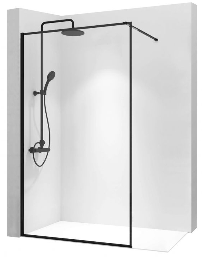 Rea Bler ścianka prysznicowa 90 cm wolnostojąca czarny półmat/szkło przezroczyste REA-K7638