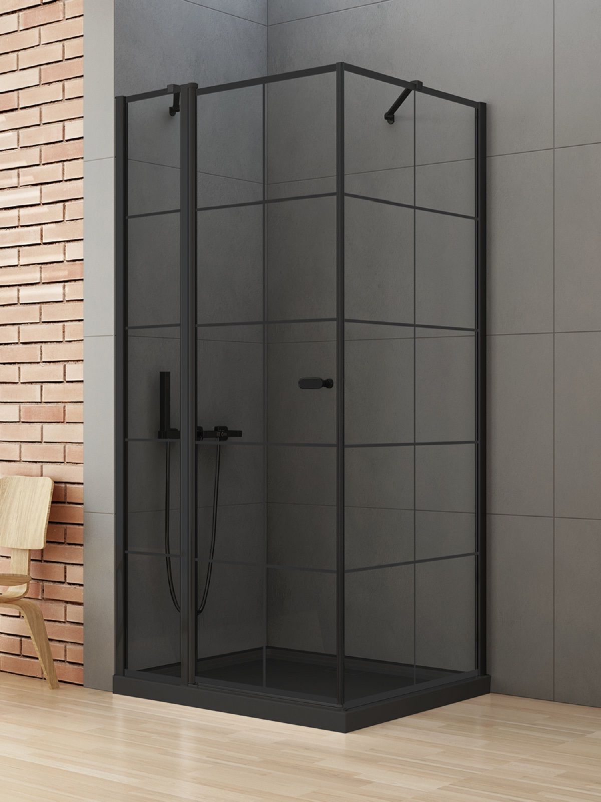 New Trendy New Soleo Black cabine de douche 90x90 cm carrée noir mat/verre transparent K-0579