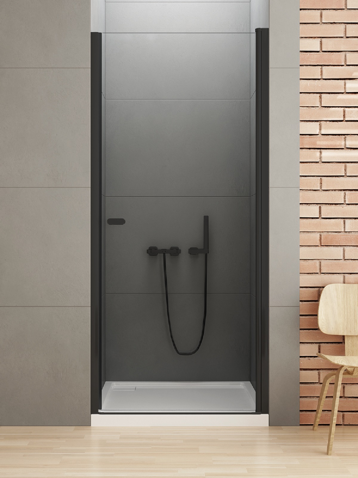 New Trendy New Soleo Black porte de douche 100 cm à ouverture basculante noir mat/verre transparent D-0212A