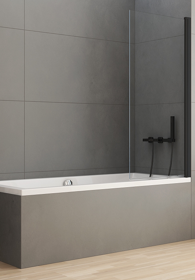 New Trendy New Soleo Black paroi de baignoire 70 cm monobloc noir mat/verre transparent P-0039