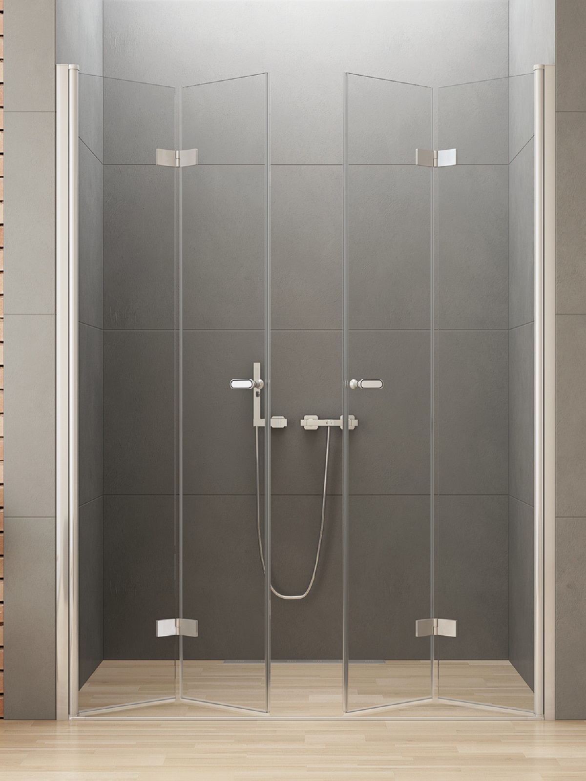 New Trendy New Soleo porte de douche 230 cm pliable chrome brillant/verre transparent D-0262A
