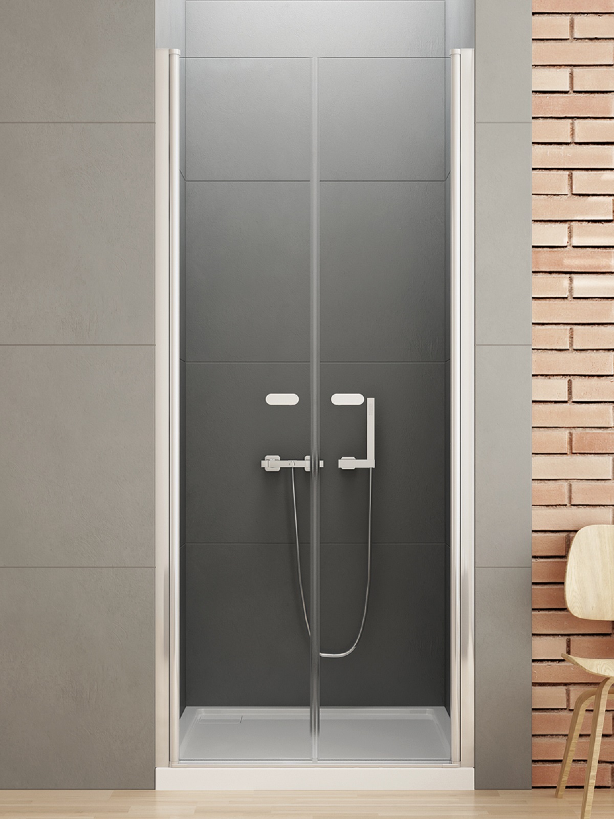 New Trendy New Soleo porte de douche 150 cm à ouverture basculante chrome brillant/verre transparent D-0169A