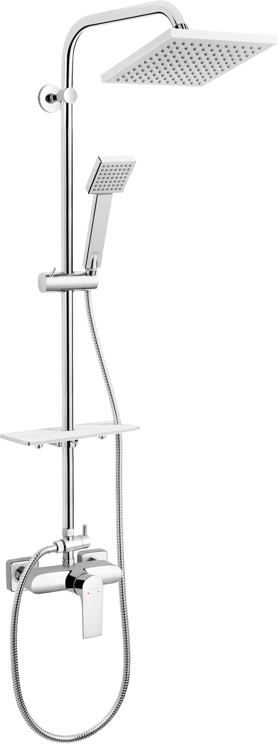 Ferro Algeo Square ensemble de douche mural oui chrome NP74-BAQ7U