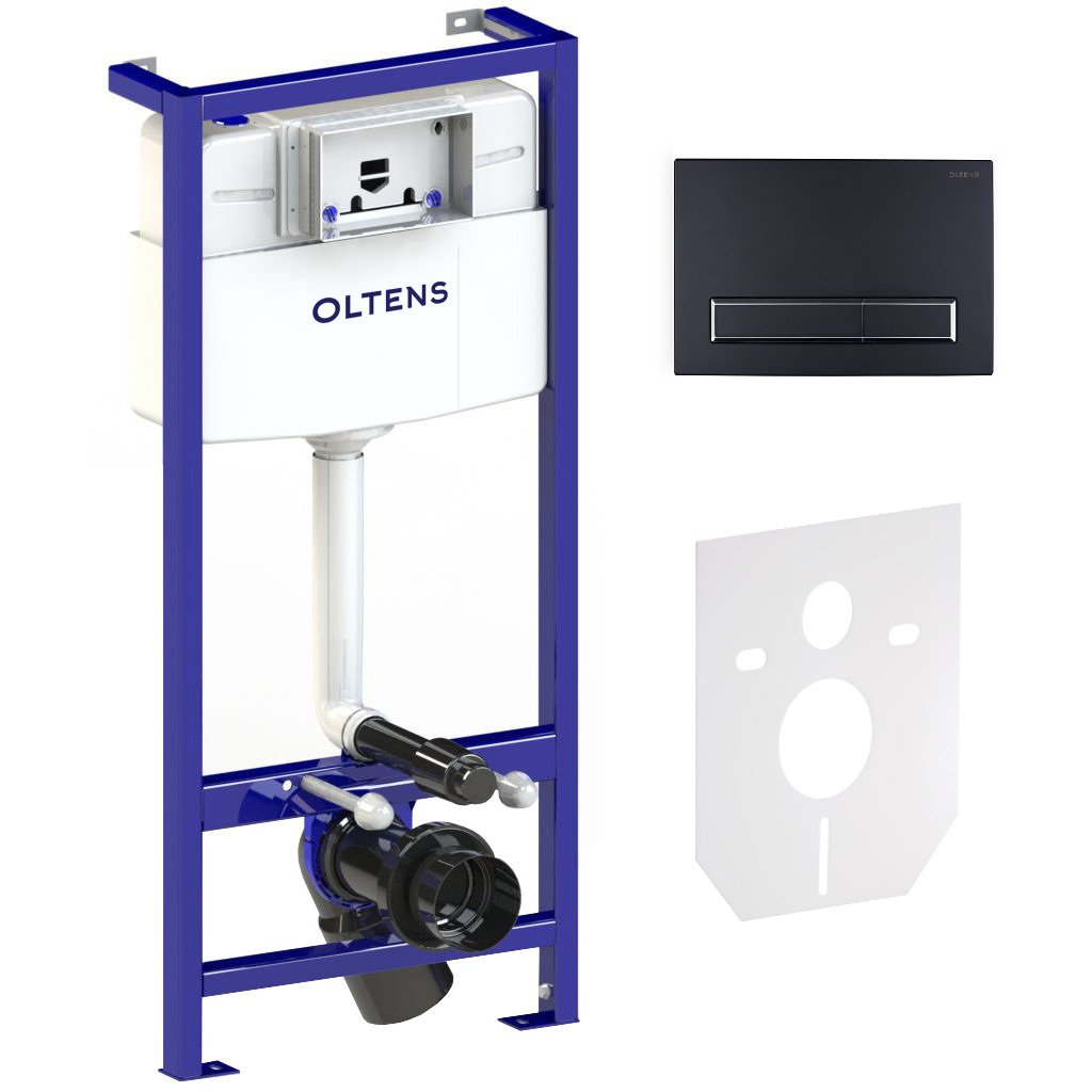 Set châssis encastré Oltens Triberg 50001000, bouton de chasse d'eau Oltens Torne 57101300, 49301000