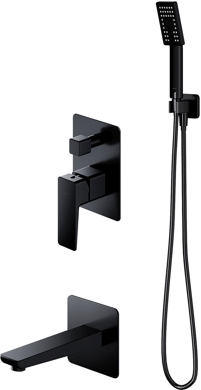 Omnires Parma ensemble de douche encastré noir SYSPMW01BL