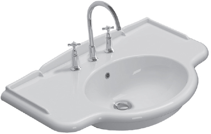 Globo Paestum lavabo 90x56 cm semi-circulaire classique-de meuble blanc PA056.BI