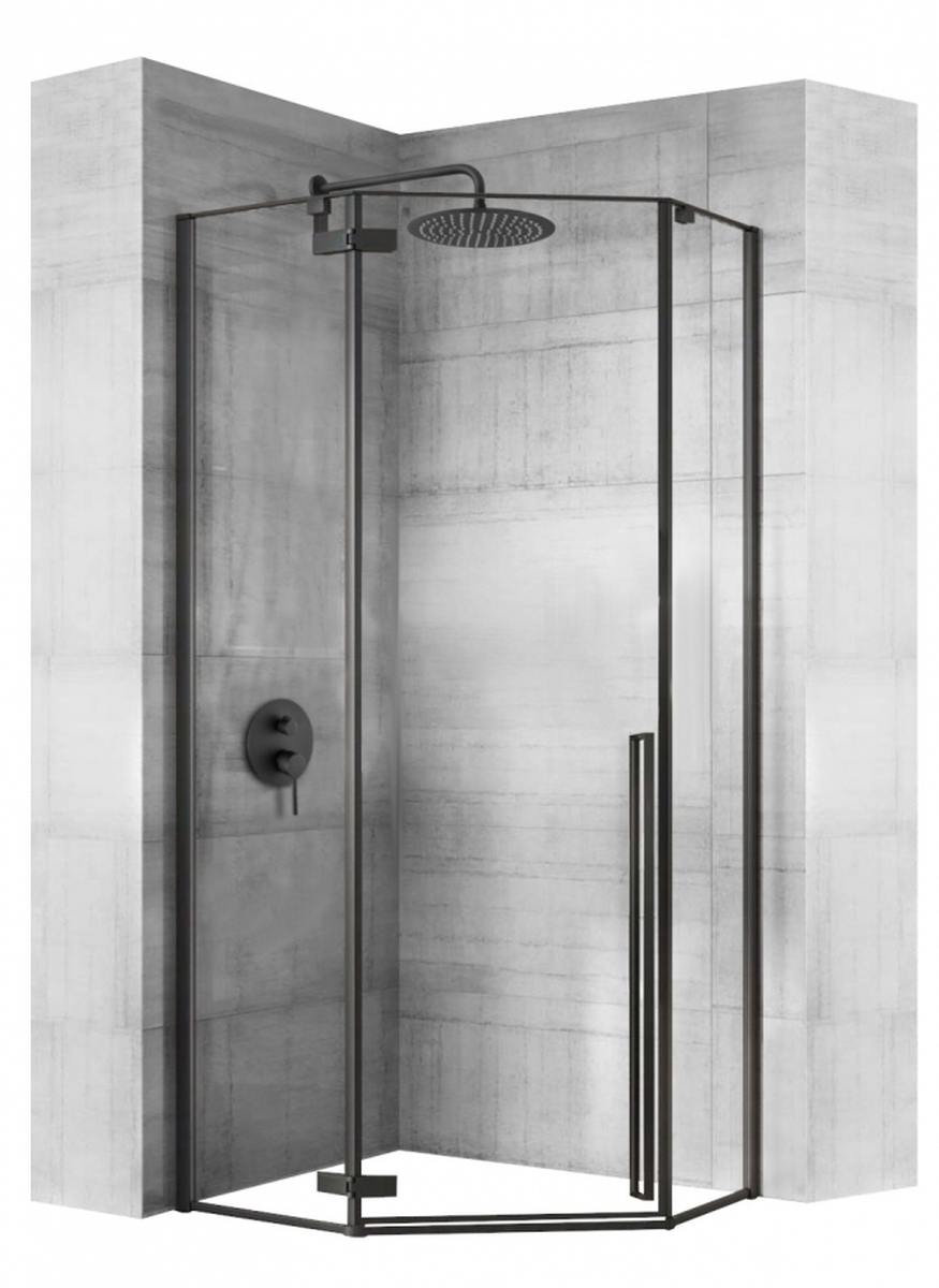 Rea Diamond kabina prysznicowa 100x100 cm pięciokątna czarny półmat/szkło przezroczyste REA-K5623