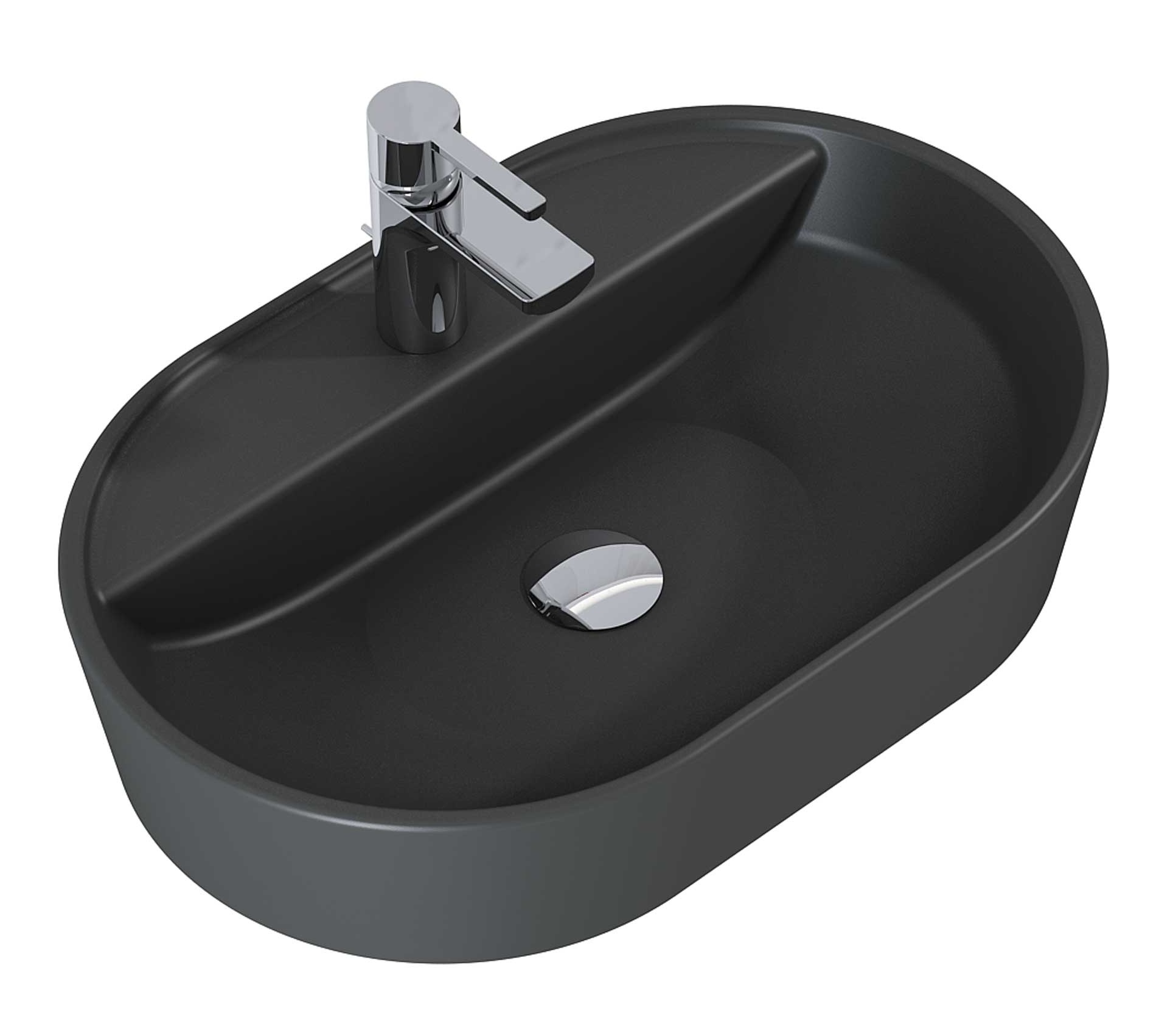 Elita Babette lavabo 62x41.2 cm ovale à poser anthracite RE040620016010