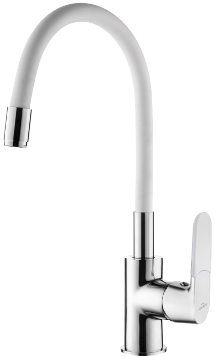 Invena Joga mitigeur de cuisine sur pied chrome-blanc BZ-32-L02