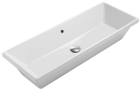 Globo Stockholm lavabo 90x34 cm rectangulaire encastrée blanc brillant FO090.BI