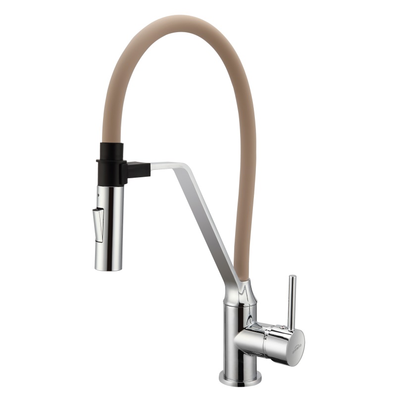 Invena Terra mitigeur de cuisine sur pied chrome-beige BZ-54-L03
