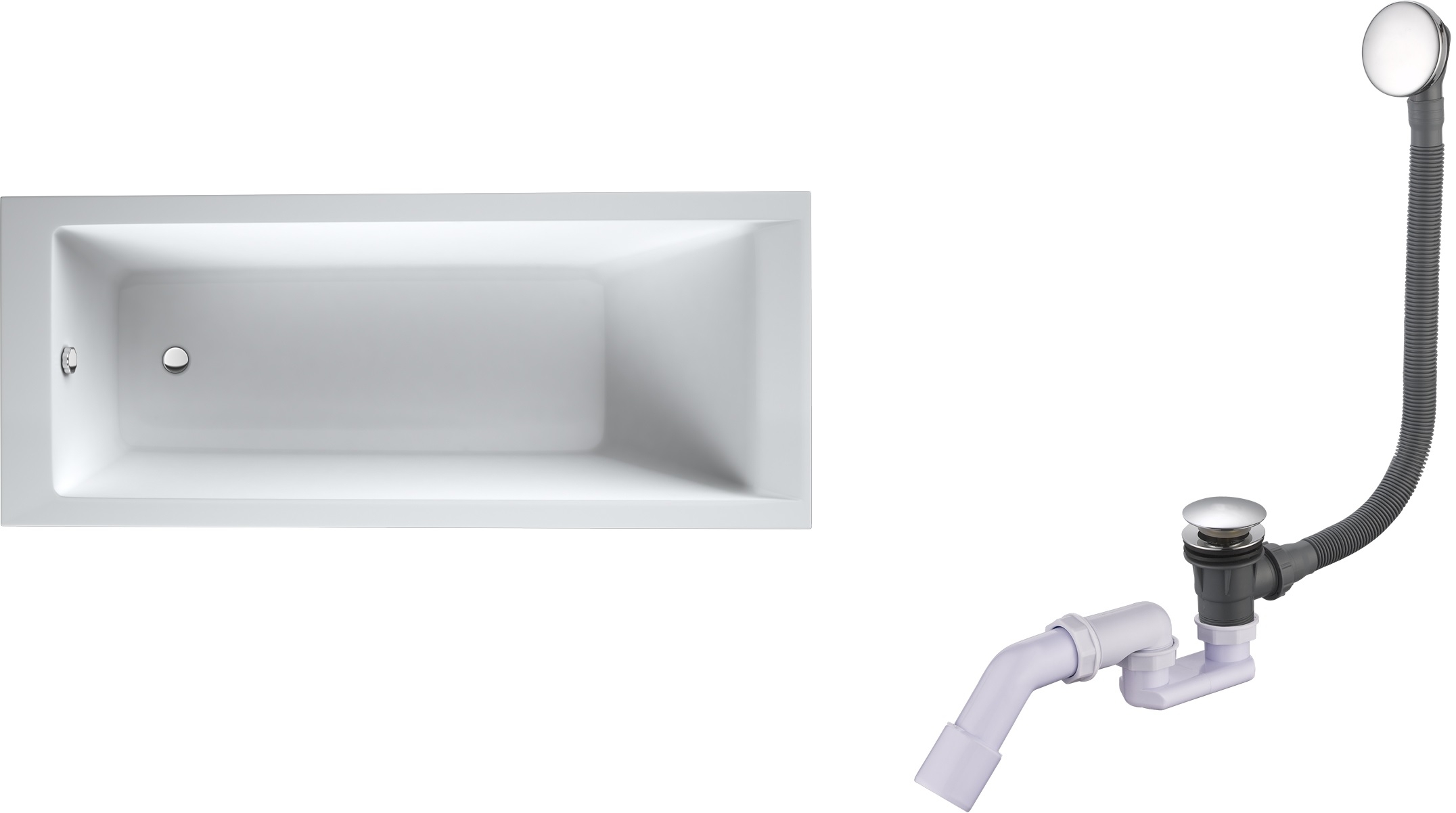 Set baignoire rectangulaire Oltens Langfoss 10003000, siphon de baignoire Oltens Fusa 03002100